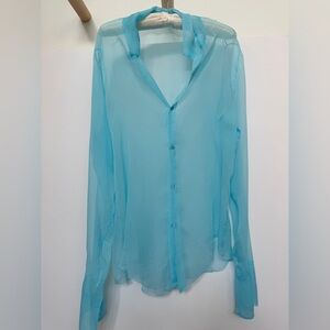 Sheer silk button down shirt